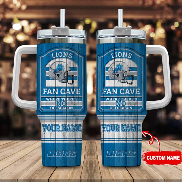 Detroit Lions NFL Fan Cave Custom Stanley Quencher 30oz-40oz Stainless Steel Tumbler Hot And Cold Tumbler