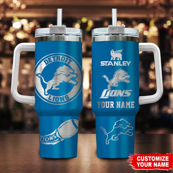 Detroit Lions NFL Custom Stanley Quencher 30oz-40oz Stainless Steel Tumbler Hot And Cold Tumbler