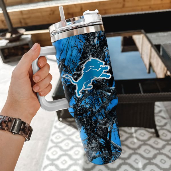 Detroit Lions NFL Hunting Custom Stanley Quencher 30oz-40oz Stainless Steel Tumbler Hot And Cold Tumbler - Image 2