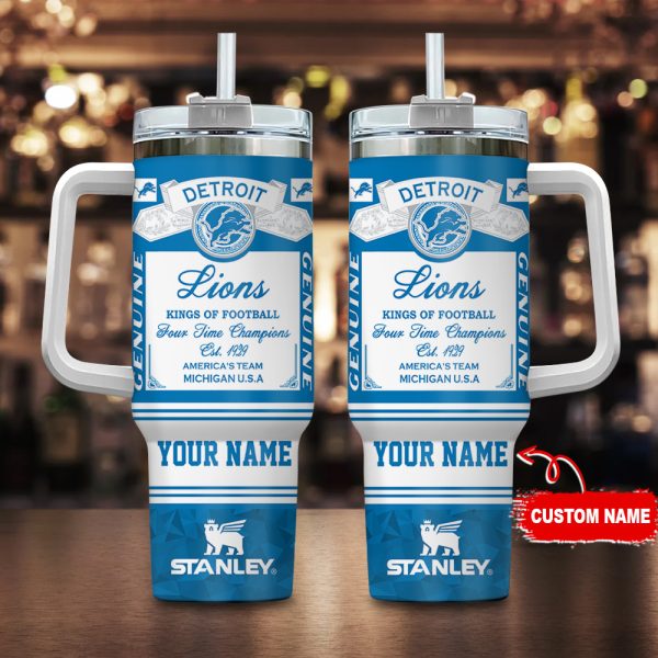 Detroit Lions NFL Kings Of Football Custom Stanley Quencher 30oz-40oz Stainless Steel Tumbler Hot And Cold Tumbler