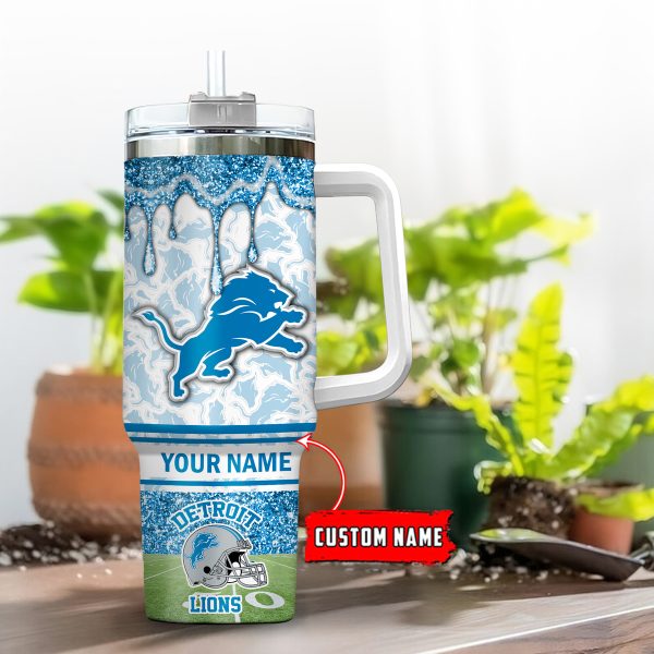 Detroit Lions NFL Glitter Custom Stanley Quencher 30oz-40oz Stainless Steel Tumbler Hot And Cold Tumbler