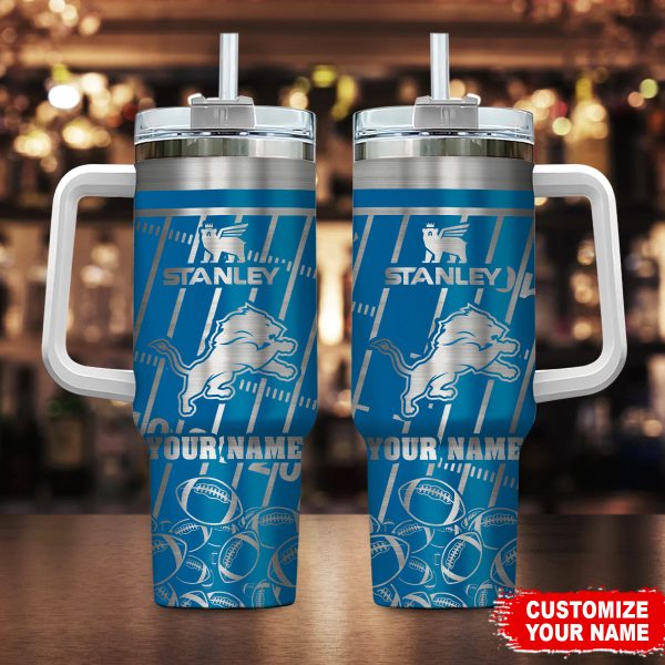 Detroit Lions NFL Silver Custom Stanley Quencher 30oz-40oz Stainless Steel Tumbler Hot And Cold Tumbler