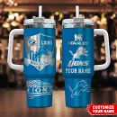 Detroit Lions NFL Silver Logo Custom Stanley Quencher 30oz-40oz Stainless Steel Tumbler Hot And Cold Tumbler