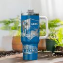 Detroit Lions NFL Silver Logo Custom Stanley Quencher 30oz-40oz Stainless Steel Tumbler Hot And Cold Tumbler