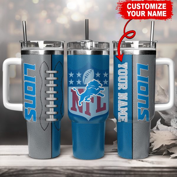 Detroit Lions NFL Custom Stanley Quencher 30oz-40oz Stainless Steel Tumbler Hot And Cold Tumbler
