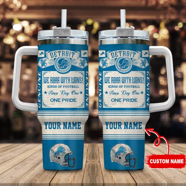 Detroit Lions NFL Vintage Kings Of Football Custom Stanley Quencher 30oz-40oz Stainless Steel Tumbler Hot And Cold Tumbler
