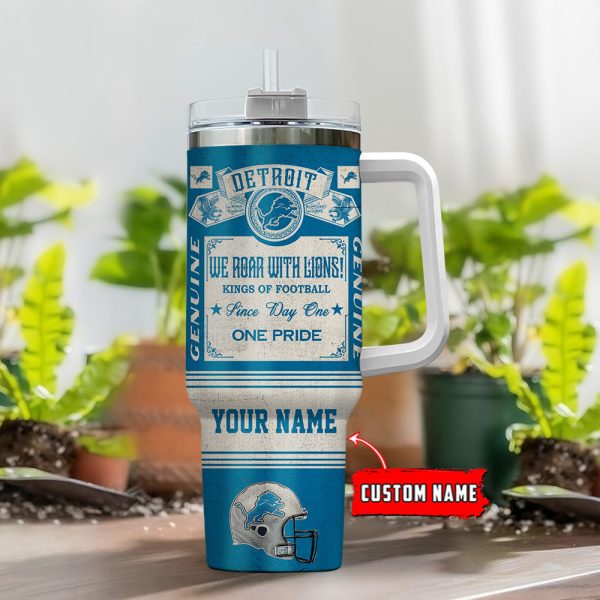 Detroit Lions NFL Vintage Kings Of Football Custom Stanley Quencher 30oz-40oz Stainless Steel Tumbler Hot And Cold Tumbler - Image 2