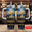 Detroit Lions NFL Glitter Golden Logo Custom Stanley Quencher 30oz-40oz Stainless Steel Tumbler Hot And Cold Tumbler
