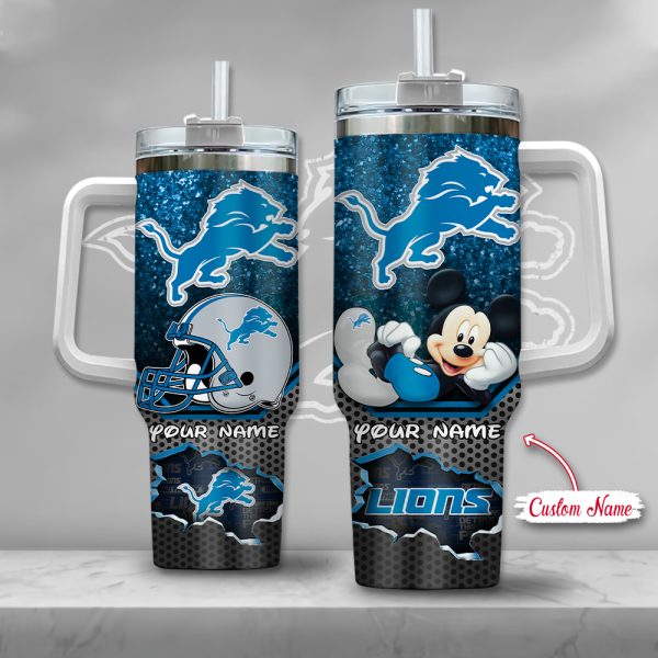 NFL Detroit Lions Mickey Mouse Custom Stanley Quencher 30oz-40oz Stainless Steel Tumbler Hot And Cold Tumbler