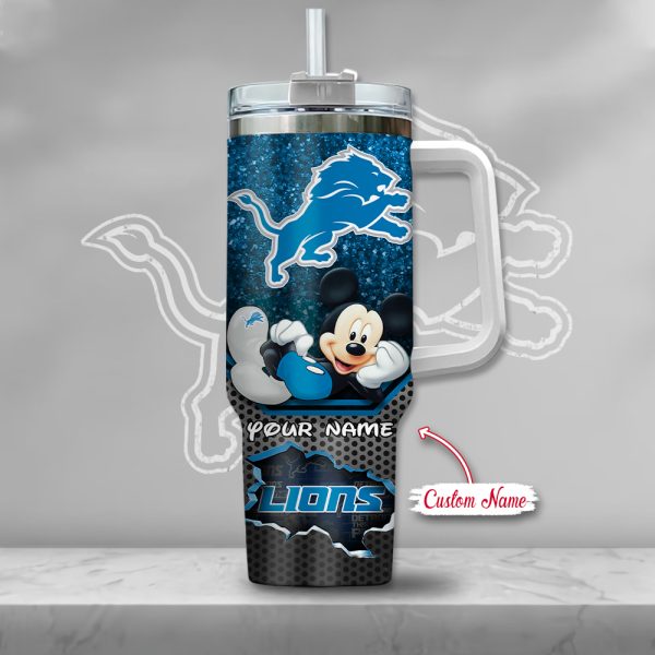 NFL Detroit Lions Mickey Mouse Custom Stanley Quencher 30oz-40oz Stainless Steel Tumbler Hot And Cold Tumbler - Image 2