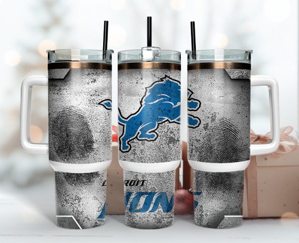 Detroit Lions NFL Fingerprint Effect Custom Stanley Quencher 30oz-40oz Stainless Steel Tumbler Hot And Cold Tumbler
