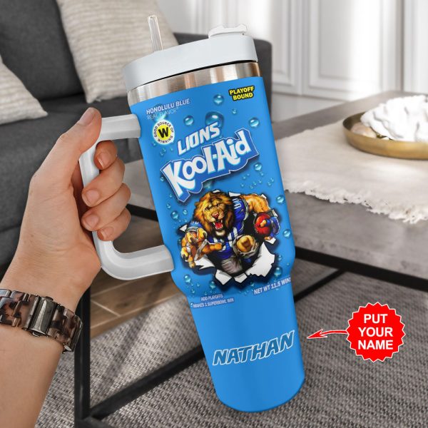 Detroit Lions NFL Custom Stanley Quencher 30oz-40oz Stainless Steel Tumbler Hot And Cold Tumbler - Image 2