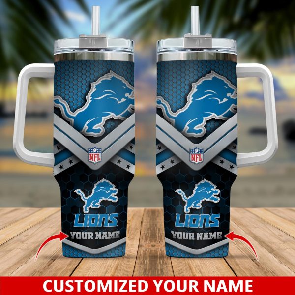 Detroit Lions NFL Custom Stanley Quencher 30oz-40oz Stainless Steel Tumbler Hot And Cold Tumbler