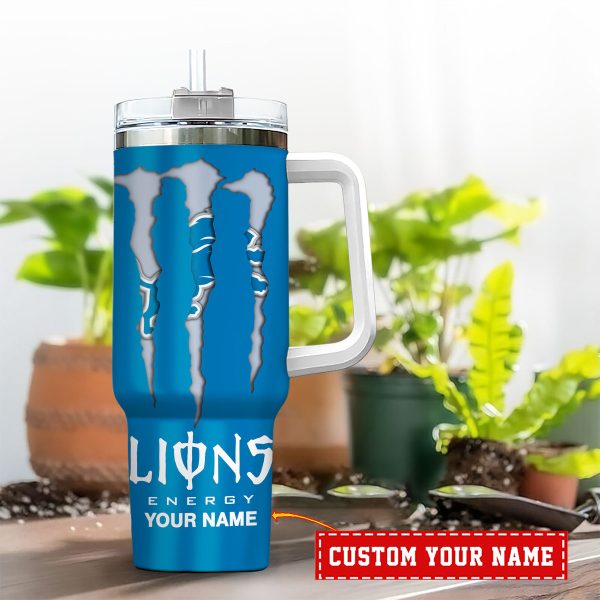 Detroit Lions NFL Energy Nutrition Facts Custom Stanley Quencher 30oz-40oz Stainless Steel Tumbler Hot And Cold Tumbler - Image 2