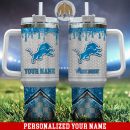 Detroit Lions Glitter NFL Custom Stanley Quencher 30oz-40oz Stainless Steel Tumbler Hot And Cold Tumbler