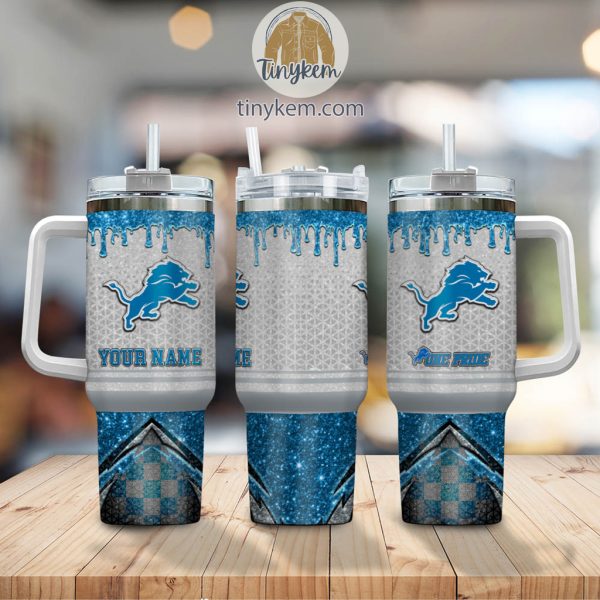 Detroit Lions Glitter NFL Custom Stanley Quencher 30oz-40oz Stainless Steel Tumbler Hot And Cold Tumbler - Image 2