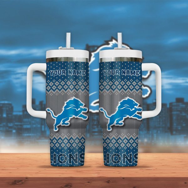 Detroit Lions NFL Custom Stanley Quencher 30oz-40oz Stainless Steel Tumbler