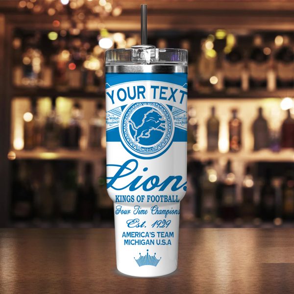 Detroit Lions NFL Kings Of Football Custom Stanley Quencher 30oz-40oz Stainless Steel Tumbler Hot And Cold Tumbler - Image 2