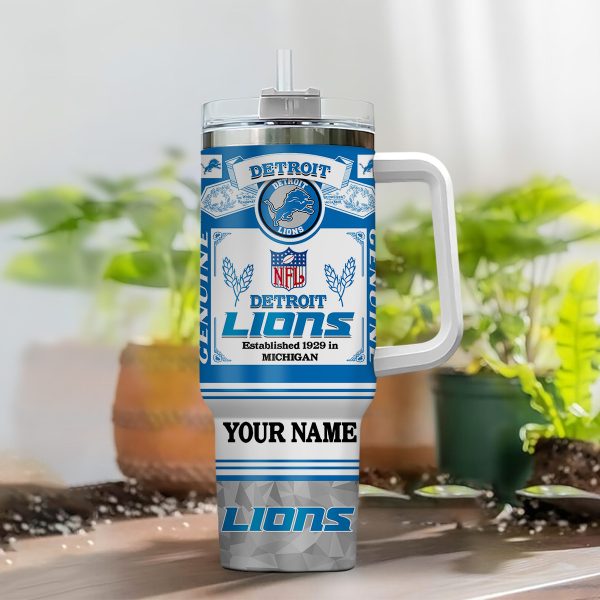 Detroit Lions NFL Custom Stanley Quencher 30oz-40oz Stainless Steel Tumbler Hot And Cold Tumbler - Image 2