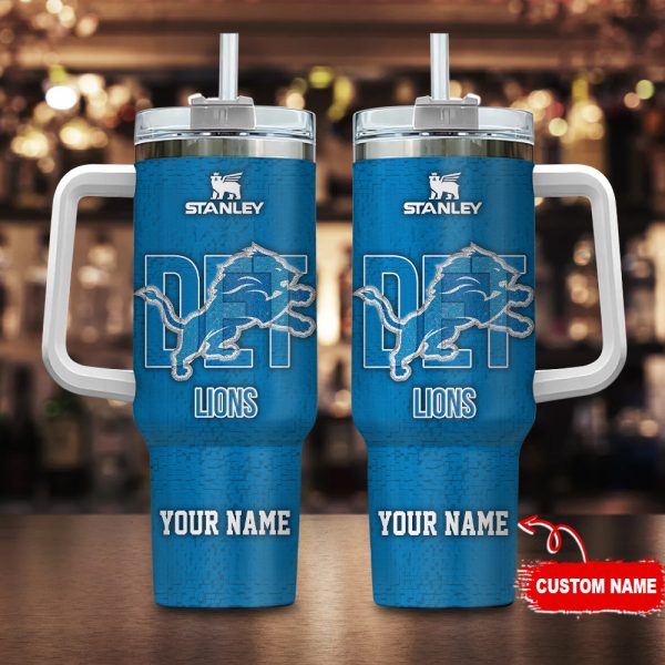 Detroit Lions NFL 3D Logo Custom Stanley Quencher 30oz-40oz Stainless Steel Tumbler Hot And Cold Tumbler