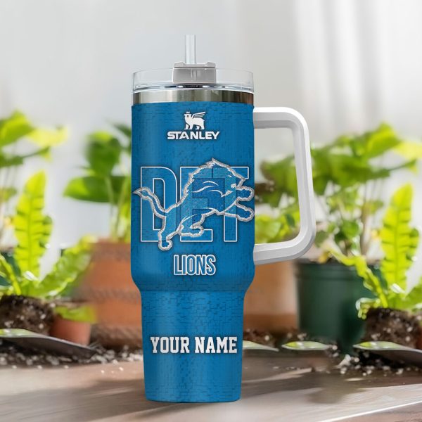 Detroit Lions NFL 3D Logo Custom Stanley Quencher 30oz-40oz Stainless Steel Tumbler Hot And Cold Tumbler - Image 2