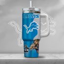 NFL Detroit Lions Gangster Skeleton Custom Stanley Quencher 30oz-40oz Stainless Steel Tumbler Hot And Cold Tumbler