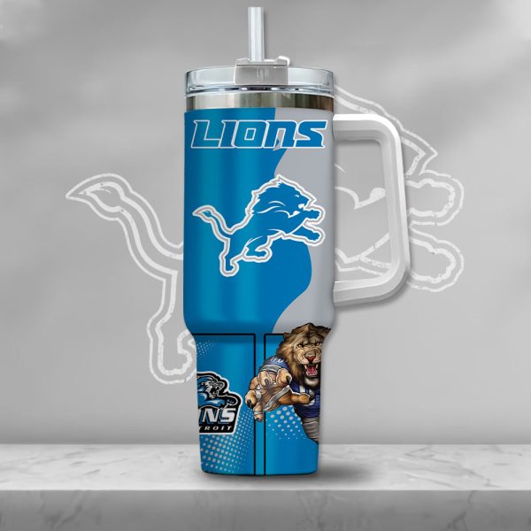 NFL Detroit Lions Gangster Skeleton Custom Stanley Quencher 30oz-40oz Stainless Steel Tumbler Hot And Cold Tumbler - Image 2