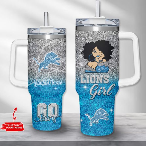Detroit Lions NFL Custom Stanley Quencher 30oz-40oz Stainless Steel Tumbler Hot And Cold Tumbler