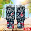 Houston Texans NFL Tropical Floral Custom Stanley Quencher 30oz-40oz Stainless Steel