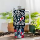 Houston Texans NFL Tropical Floral Custom Stanley Quencher 30oz-40oz Stainless Steel