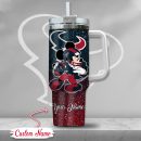 Houston Texans NFL Mickey Mouse Glitter Custom Stanley Quencher 30oz-40oz Stainless Steel Tumbler Hot And Cold Tumbler