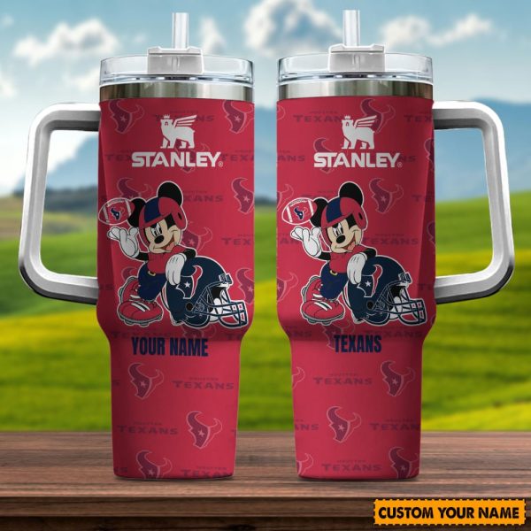 Houston Texans NFL Mickey Mouse Custom Stanley Quencher 30oz-40oz Stainless Steel Tumbler Hot And Cold Tumbler