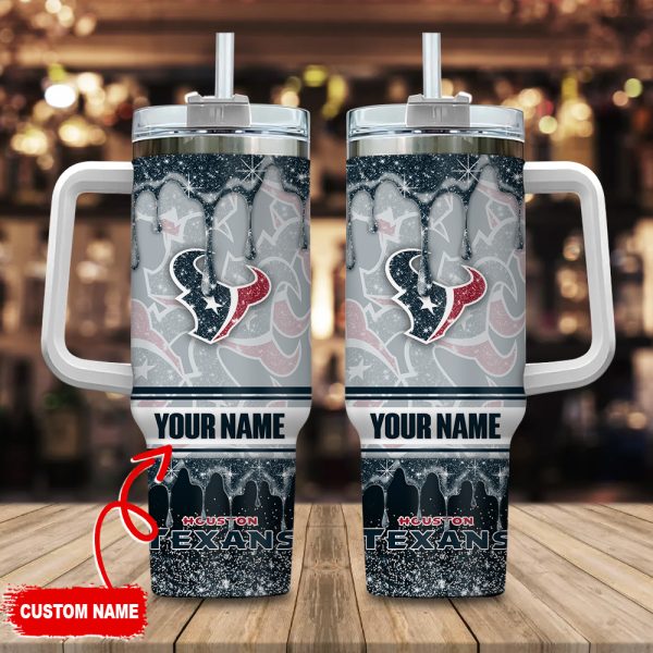 Houston Texans NFL Glitter Custom Stanley Quencher 30oz-40oz Stainless Steel Tumbler Hot And Cold Tumbler