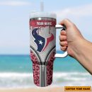 Houston Texans NFL Glitter Leopard Print Custom Stanley Quencher 30oz-40oz Stainless Steel Tumbler Hot And Cold Tumbler