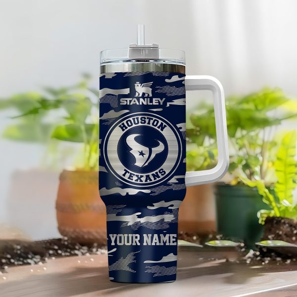 Houston Texans NFL Camo Pattern Custom Stanley Quencher 30oz-40oz Stainless Steel Tumbler Hot And Cold Tumbler - Image 2