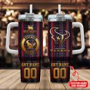 Houston Texans NFL Golden Logos US Flag Custom Stanley Quencher 30oz-40oz Stainless Steel Tumbler Hot And Cold Tumbler