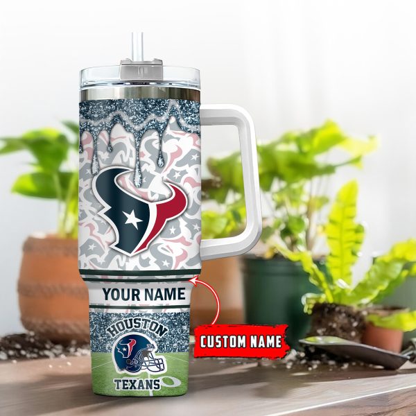 Houston Texans NFL Glitter Custom Stanley Quencher 30oz-40oz Stainless Steel Tumbler Hot And Cold Tumbler