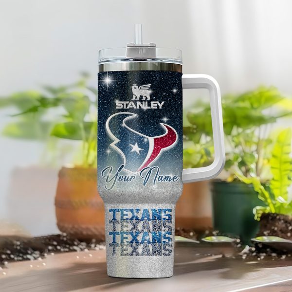 Houston Texans NFL Glitter Custom Stanley Quencher 30oz-40oz Stainless Steel Tumbler Hot And Cold Tumbler - Image 2
