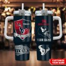 Houston Texans NFL Silver Logo Custom Stanley Quencher 30oz-40oz Stainless Steel Tumbler Hot And Cold Tumbler