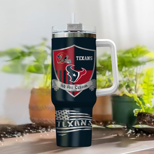 Houston Texans NFL Silver Logo Custom Stanley Quencher 30oz-40oz Stainless Steel Tumbler Hot And Cold Tumbler - Image 2