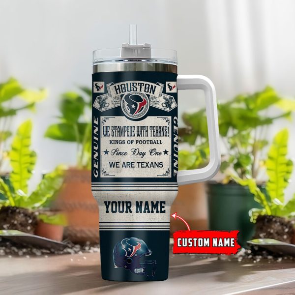 Houston Texans NFL Vintage Kings Of Football Custom Stanley Quencher 30oz-40oz Stainless Steel Tumbler Hot And Cold Tumbler - Image 2