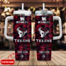 Houston Texans NFL Camouflage Silver Logo Custom Stanley Quencher 30oz-40oz Stainless Steel Tumbler Hot And Cold Tumbler