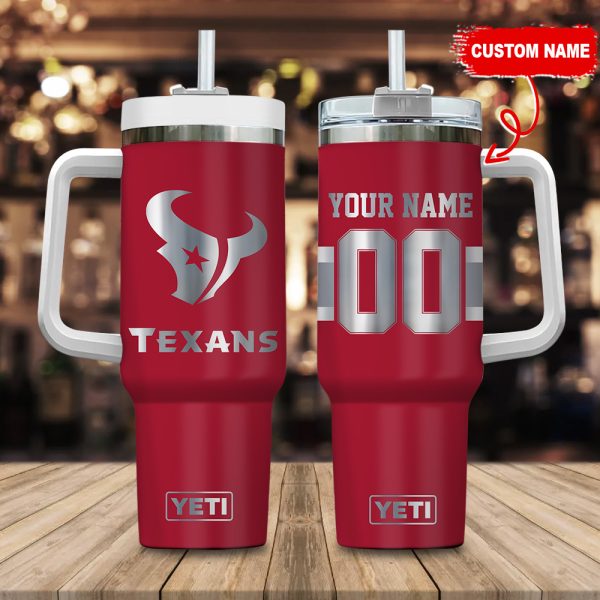Houston Texans NFL Laser Engraved Effect Custom Stanley Quencher 30oz-40oz Stainless Steel Tumbler Hot And Cold Tumbler
