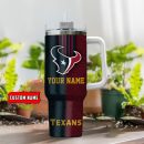 Houston Texans NFL Leather Effect Custom Stanley Quencher 30oz-40oz Stainless Steel Tumbler Hot And Cold Tumbler