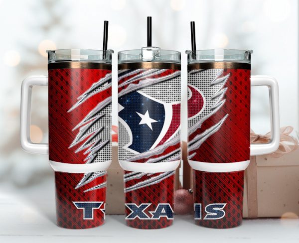 Houston Texans NFL Bling Effect Custom Stanley Quencher 30oz-40oz Stainless Steel Tumbler Hot And Cold Tumbler