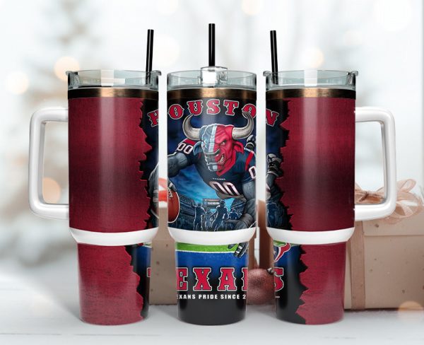 Houston Texans NFL Mascot Custom Stanley Quencher 30oz-40oz Stainless Steel Tumbler Hot And Cold Tumbler