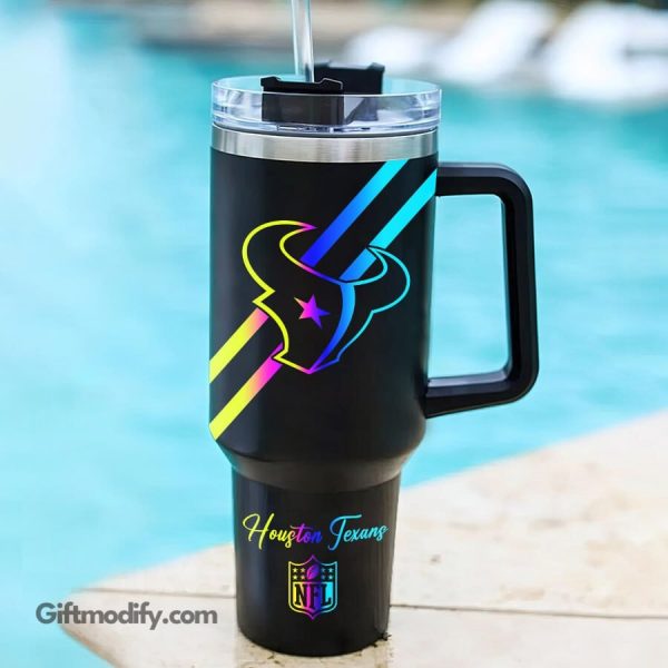 Houston Texans NFL Hologram Logo Custom Stanley Quencher 30oz-40oz Stainless Steel Tumbler Hot And Cold Tumbler - Image 2