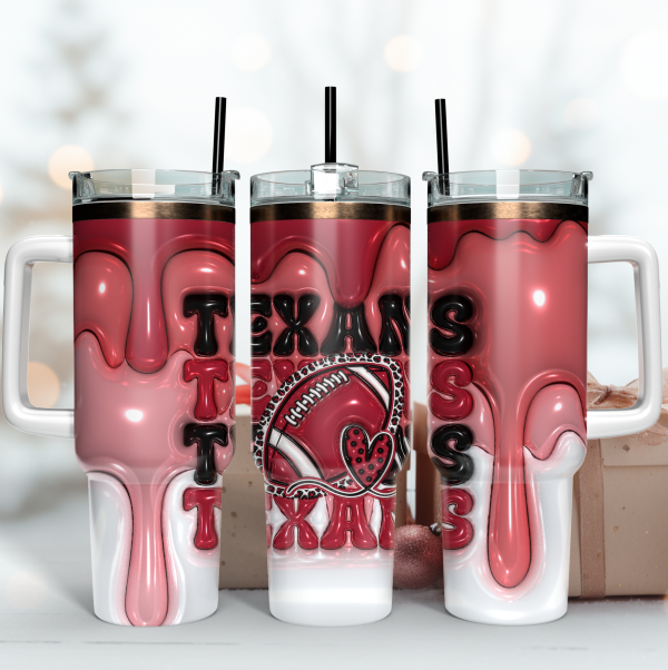 Houston Texans NFL 3D Inflated Puff Effect Custom Stanley Quencher 30oz-40oz Stainless Steel Tumbler Hot And Cold Tumbler