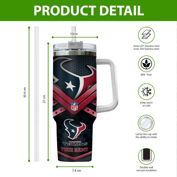 Houston Texans NFL Custom Stanley Quencher 30oz-40oz Stainless Steel Tumbler Hot And Cold Tumbler - Image 2
