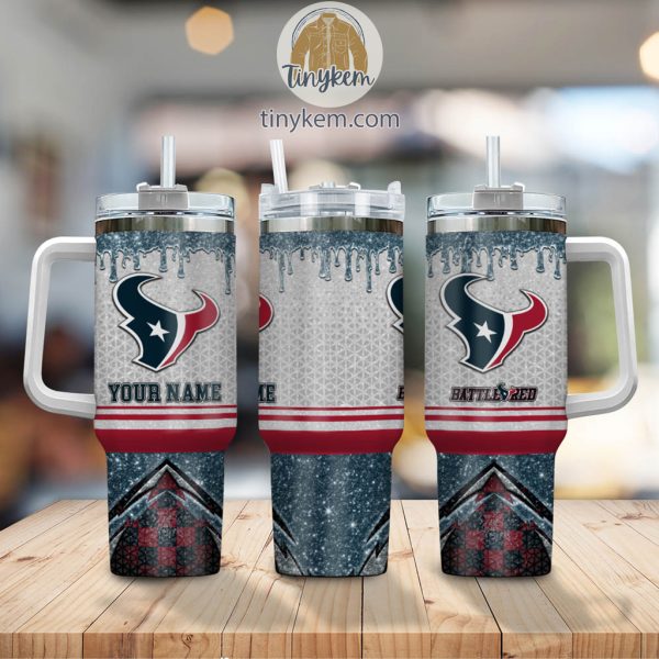 Houston Texans Glitter NFL Custom Stanley Quencher 30oz-40oz Stainless Steel Tumbler Hot And Cold Tumbler - Image 2